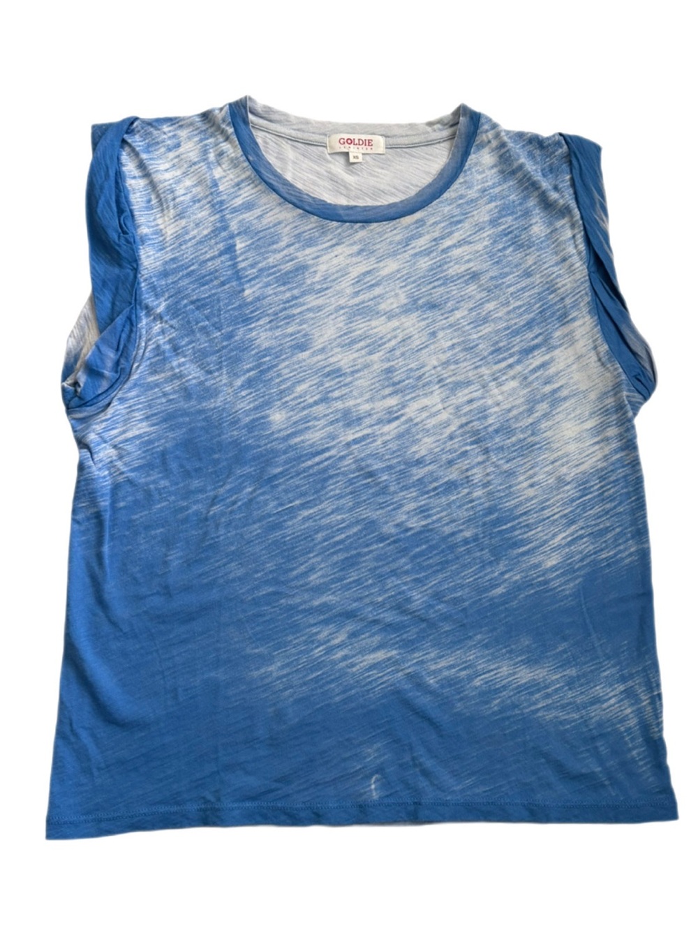 Goldie Tees Astral Tie Dye Slub Cotton Muscle Tank in Blue Cloud XS NWOT